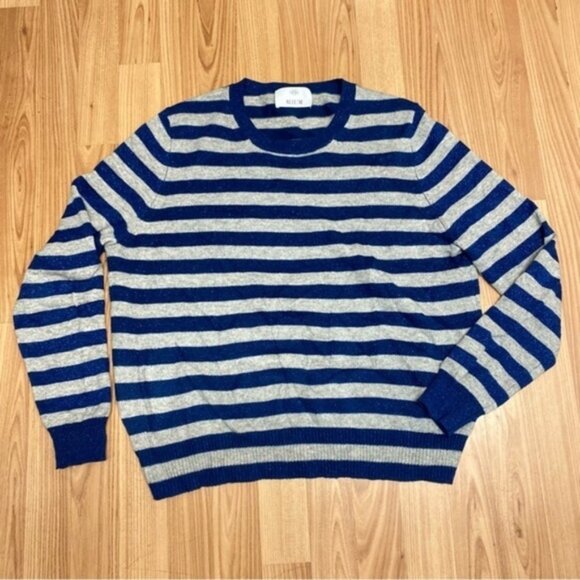 Allude Wool-Cashmere Sweater Gray‎ Navy Women Size Large - Picture 2 of 8